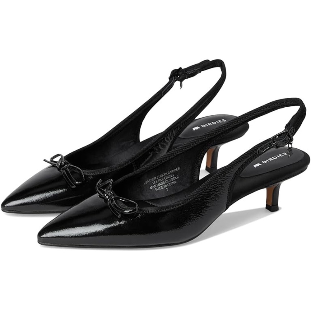 Birdies Glossy Black Kitten Heels